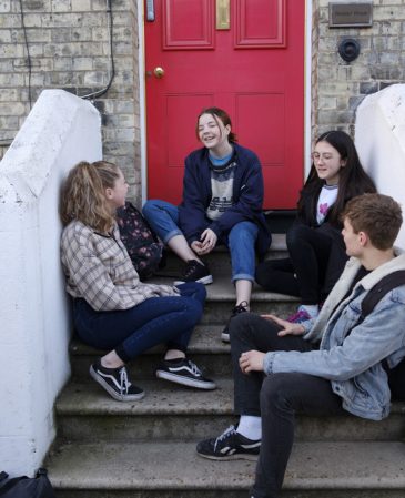 Children outside Red Balloon Cambridge